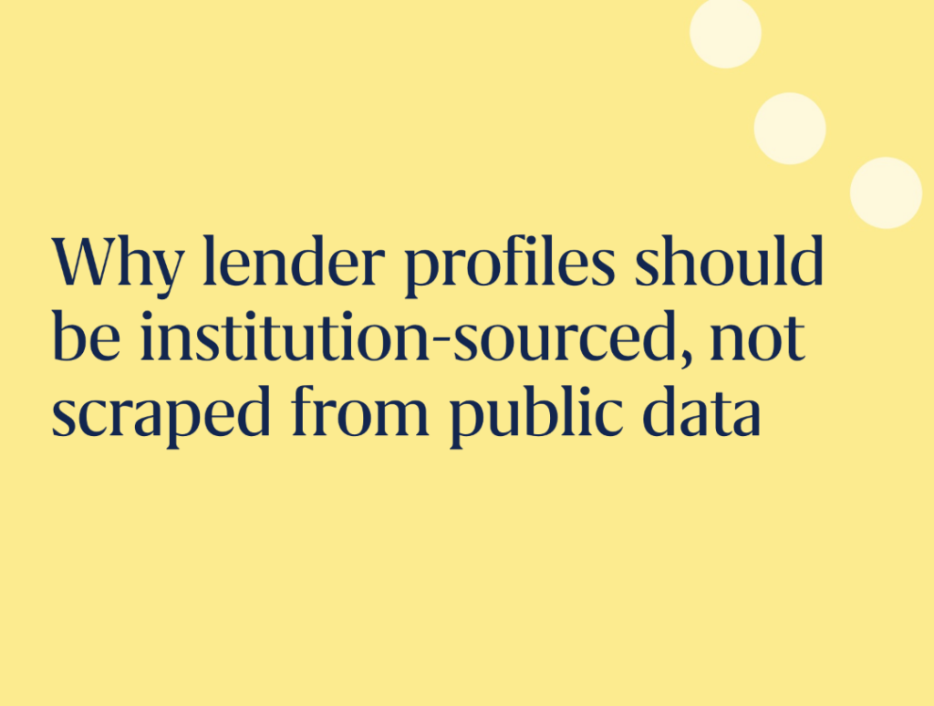 why lender profile should be institution sourced